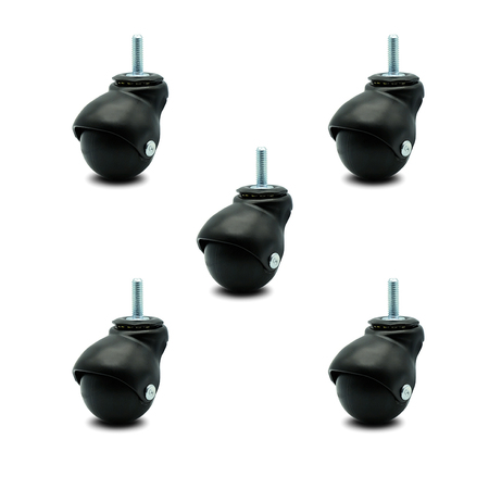 SERVICE CASTER 2 Inch Flat Black Hooded 5/16 Inch Threaded Stem Ball Caster SCC, 5PK SCC-TS01S20-POS-FB-516-5